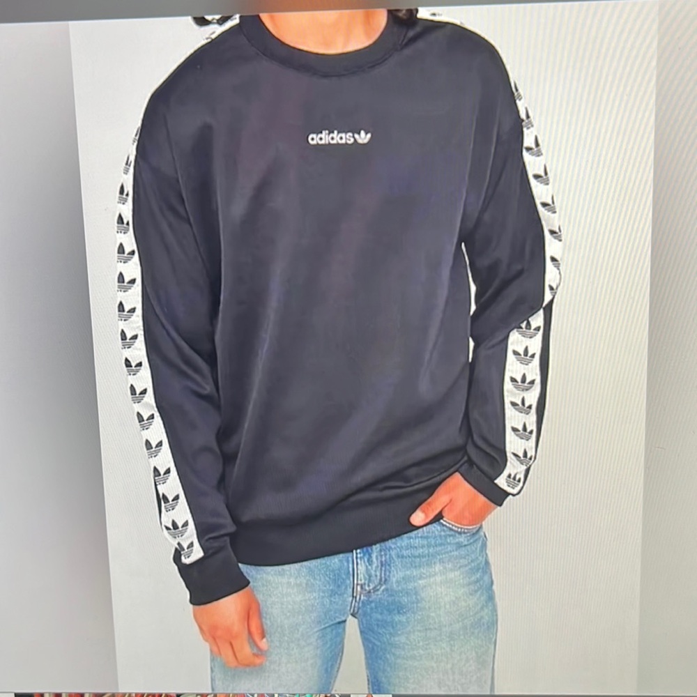 Adidas Originals Tnt Tape Crew Uo Adidas Originals Embroidery Black Pullover